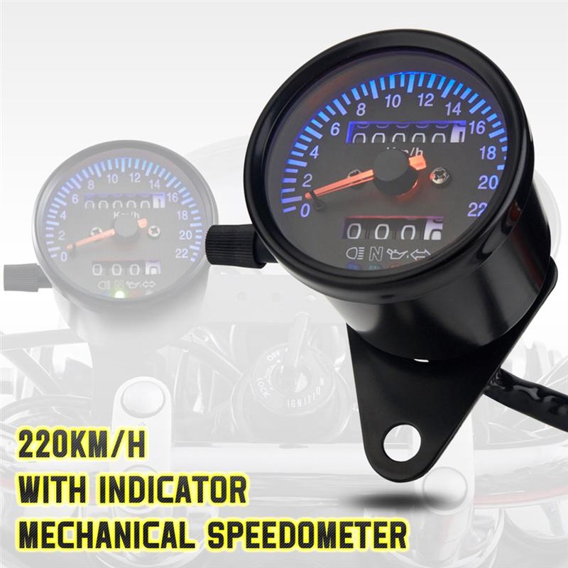 A90Q-Cafe Racer Retro Motorcycle Modified Gauge LED Indicator Mechanical Speedometer Odometer 220Km/H Motorcycle Parts