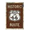 Сувенирная номерная табличка Route 66, Американский металлический знак для авто 20x30см