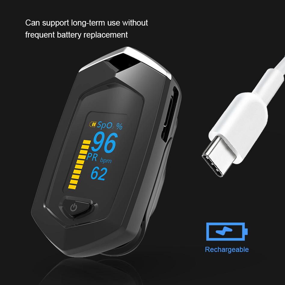 Пульсоксиметр на палец с кейсом для хранения (со встроенным аккумулятором)