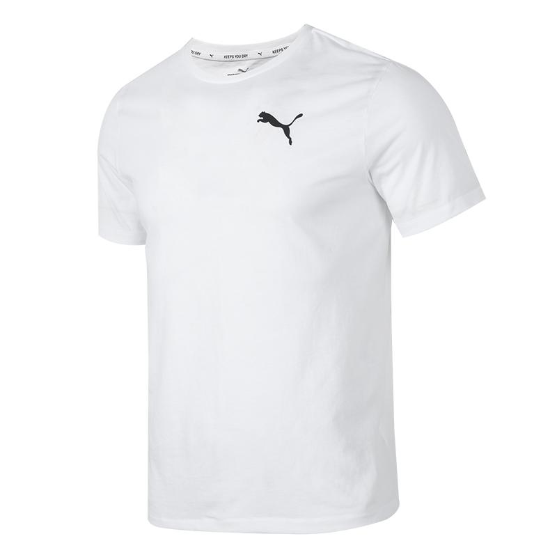 Puma Однотонная дышащая свободная трикотажная футболка с круглым вырезом и коротким рукавом, спущенные плечи, мужские топы, белый цвет 685644-02