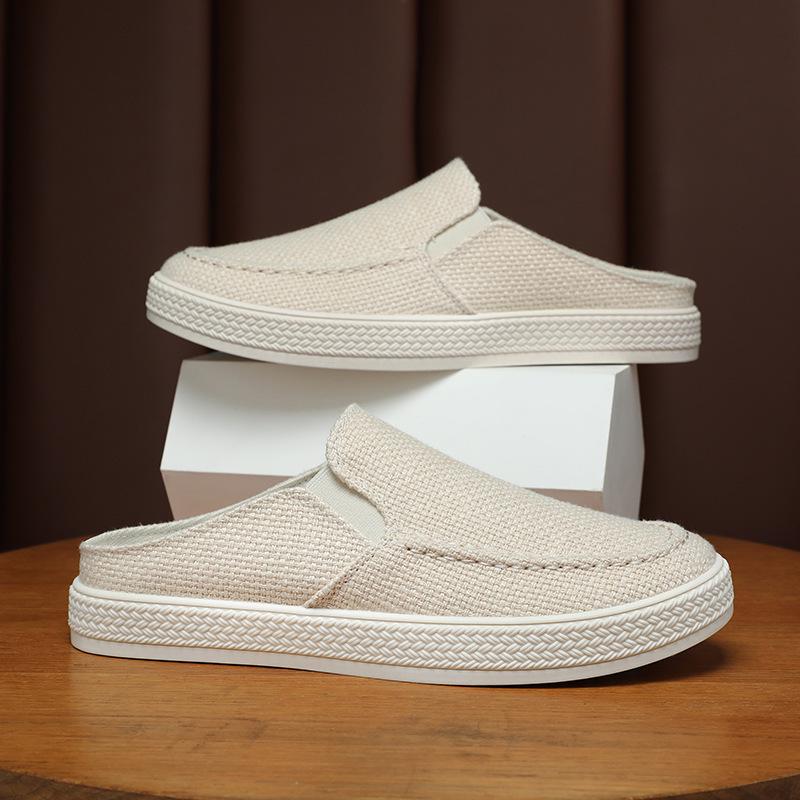 Мужские повседневные летние туфли из парусины без застежек