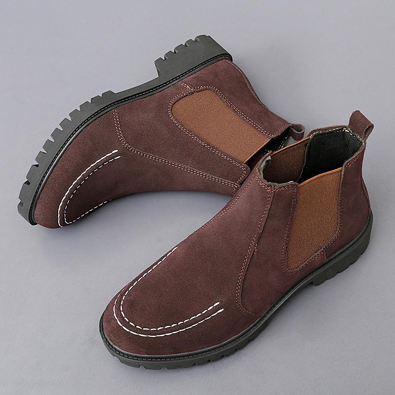 Модные мужские ботинки челси, нескользящие зимние ботинки из искусственной замши, теплые короткие ботинки на платформе с круглым носком, размер 38-47