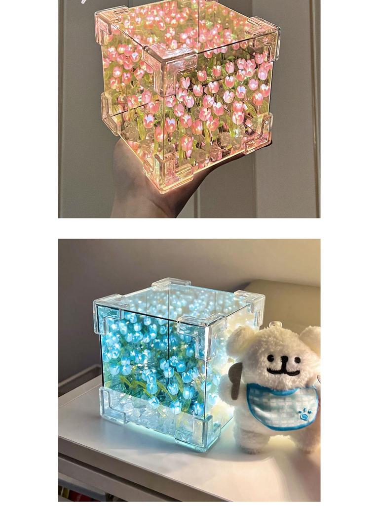 Подарок Валентина: Ночник-тюльпан ручной работы, кубик Рубика - Идеальный подарок на день рождения для девушки