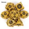 7 Pcs Golden Black Lotus Flower Metal Dice Solid Metal Polyhedral Dice Set Suitable for Role-Playing RPG Board Game Card Game