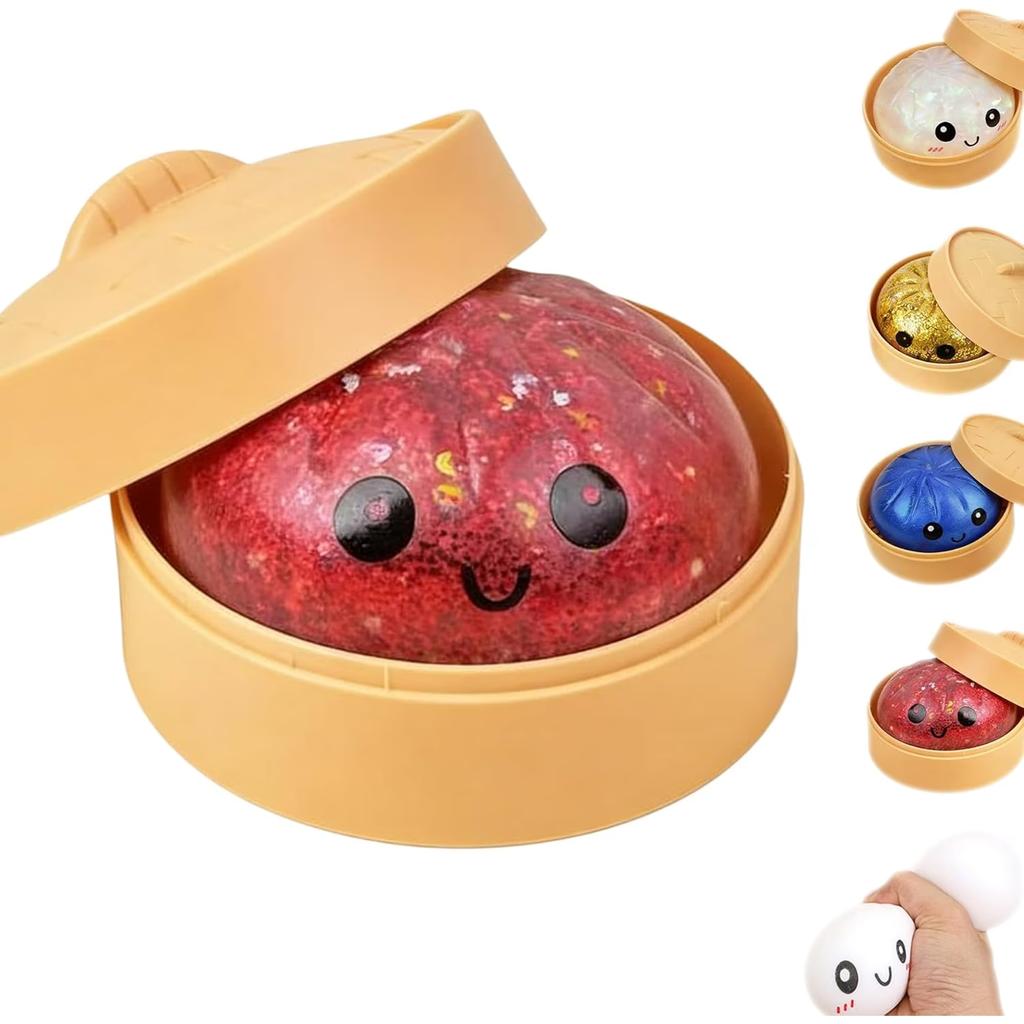 Simulated Food Squishy: Soft Colorful Baozi Squeeze Toy, Slow Rebound Steamed Bun, Sensory Stress Relief Fidget for Anxiety