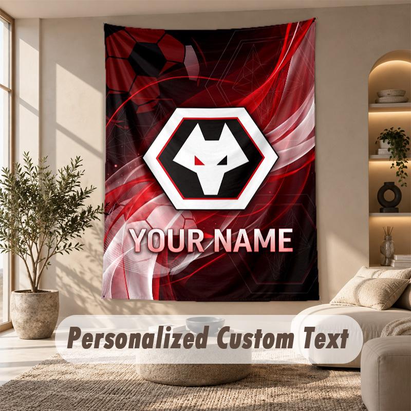 Tapestry Custom Name Text, Wall Hanging Tapestry Home Room DecorWolverhampton Wanderers Football