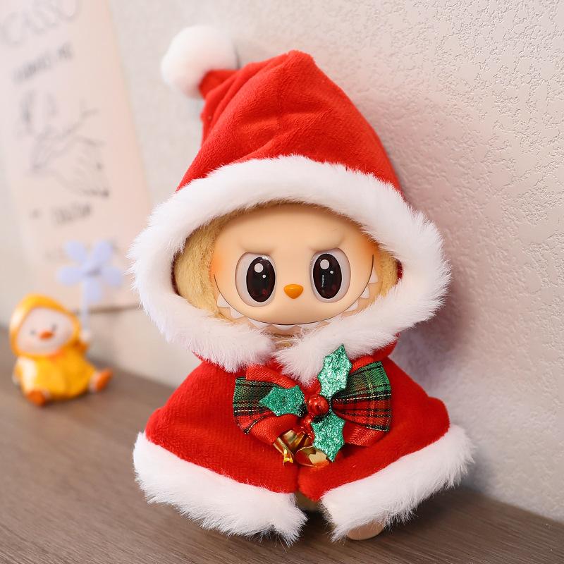 Doll Clothes For 15-17Cm Labubu Clothing Merry Christmas Hat Scarf Elk Snowman Set Mini Plush Doll Accessory New Year Dress Gift