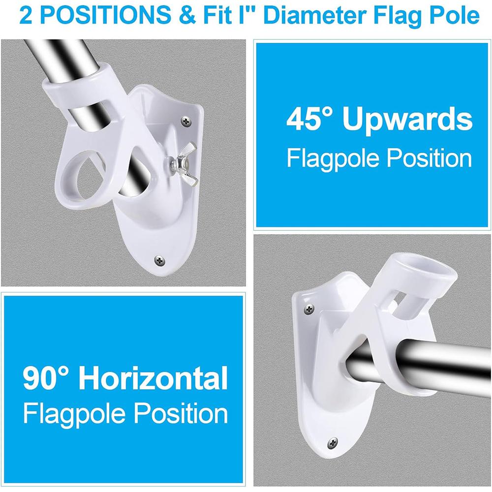 Flag Pole Holder 1'' Two-Position Iron Cast Rust Free Mounting Bracket for House