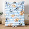 Custom Name Bluey Theme Printed Blanket Perfect For Couch Bed Travel Outdoor Use Machine Washable Cozy Durable