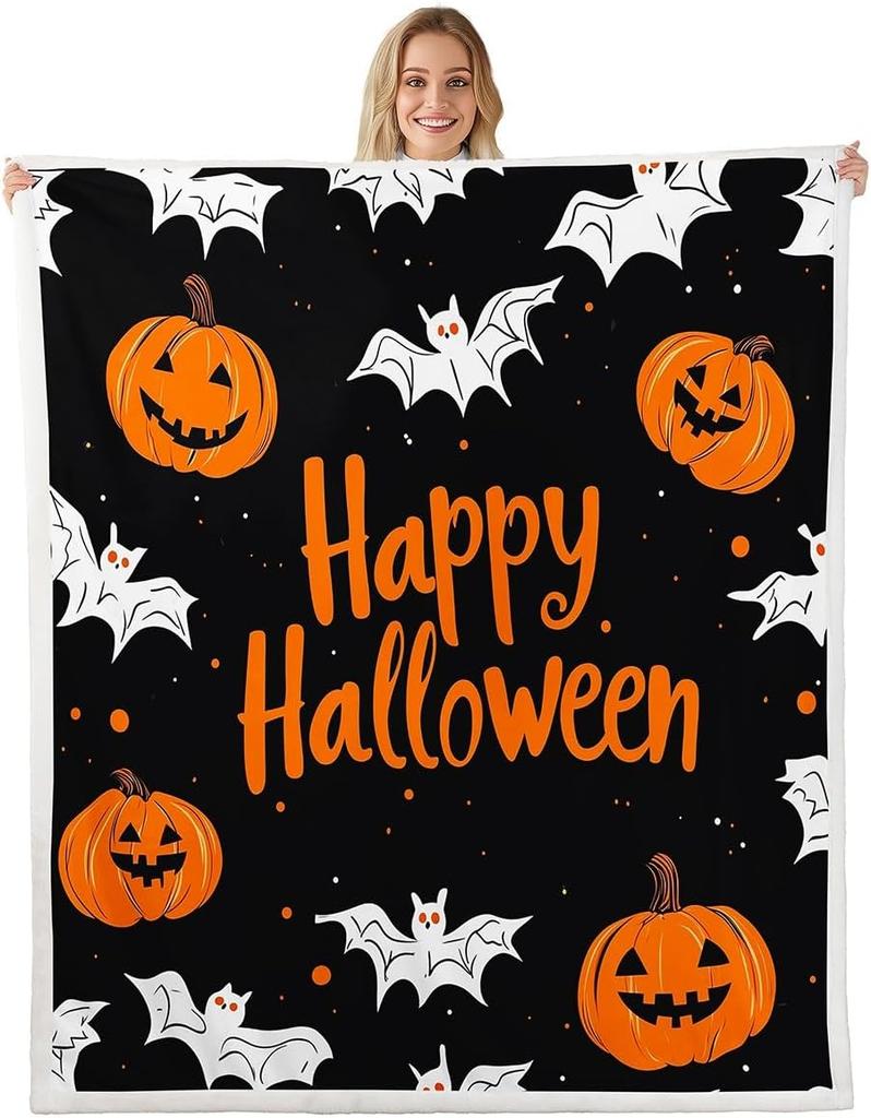GUOYU Blanket Gothic Skull Fleece Blanket Baby Happy Halloween Sherpa Blanket Ghost Skull Goth Fuzzy Plush Throw for Adults Men WomenHorror