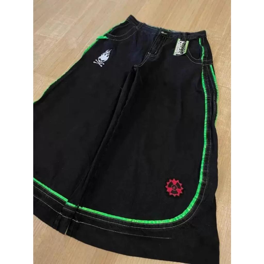 ZYLLO Американские Ретро Джинсы с Принтом Черепа, Выстиранные, Уличный Стиль, для Мужчин и Женщин, Повседневные, Прямые, Свободные и Универсальные Брюки с Широкими Штанинами