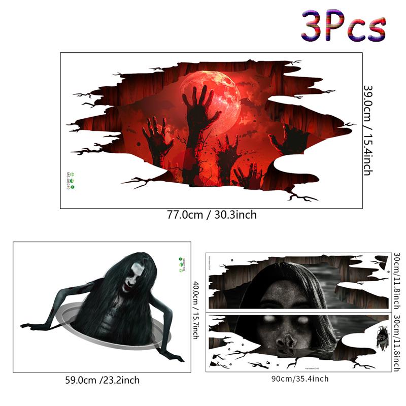 3D Хэллоуин Наклейки на стену Привидение Хэллоуин Наклейки на стену Пол Украшения Съемные Страшные Украшения для Окна Стены Пола