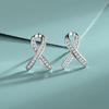 S925 Стерлингового Серебра Минималистичный Мода Полный Бриллиантов Крест X Серьги Темперамент Ниши Геометрические Серьги Ювелирные Изделия Женские