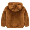 Kids Pure Color Teddy Fur Jackets Children Bear Ear Hoodies Coats Boys Girls Winter Warm Outerwear