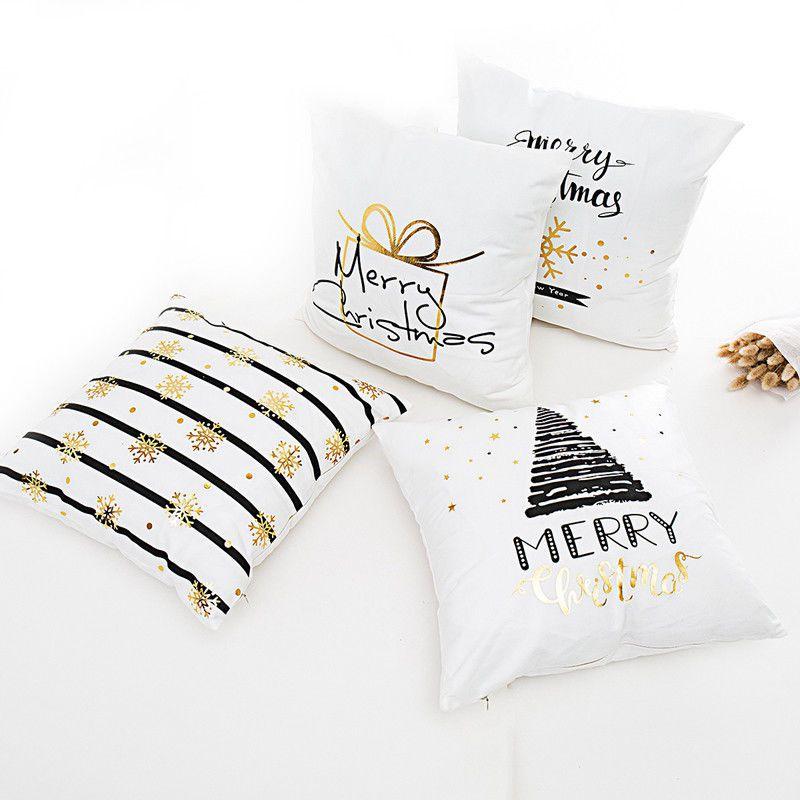 Luxurious Christmas Pillow Case Glitter Cotton Linen Sofa Throw Cushion Cover For Cozy Living