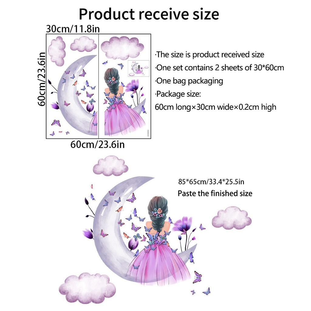 Настенная наклейка один метр девочка бабочка английская настенная наклейка фоновая стена украшение комнаты наклейка на стену самоклеящаяся наклейка на стену живопись