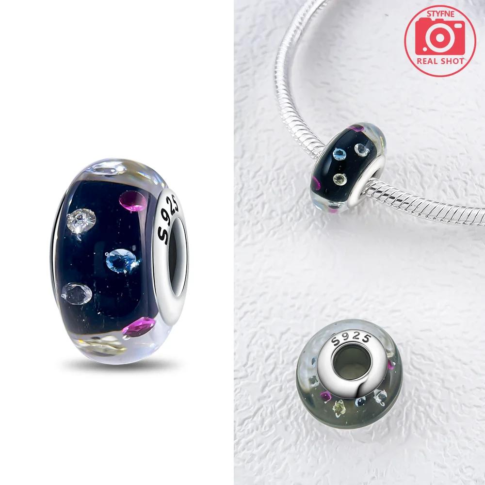 925 Silver Bracelet Women DIY Gift Murano Jewelry with Flower Blue Star Green Turtle Glass Beads