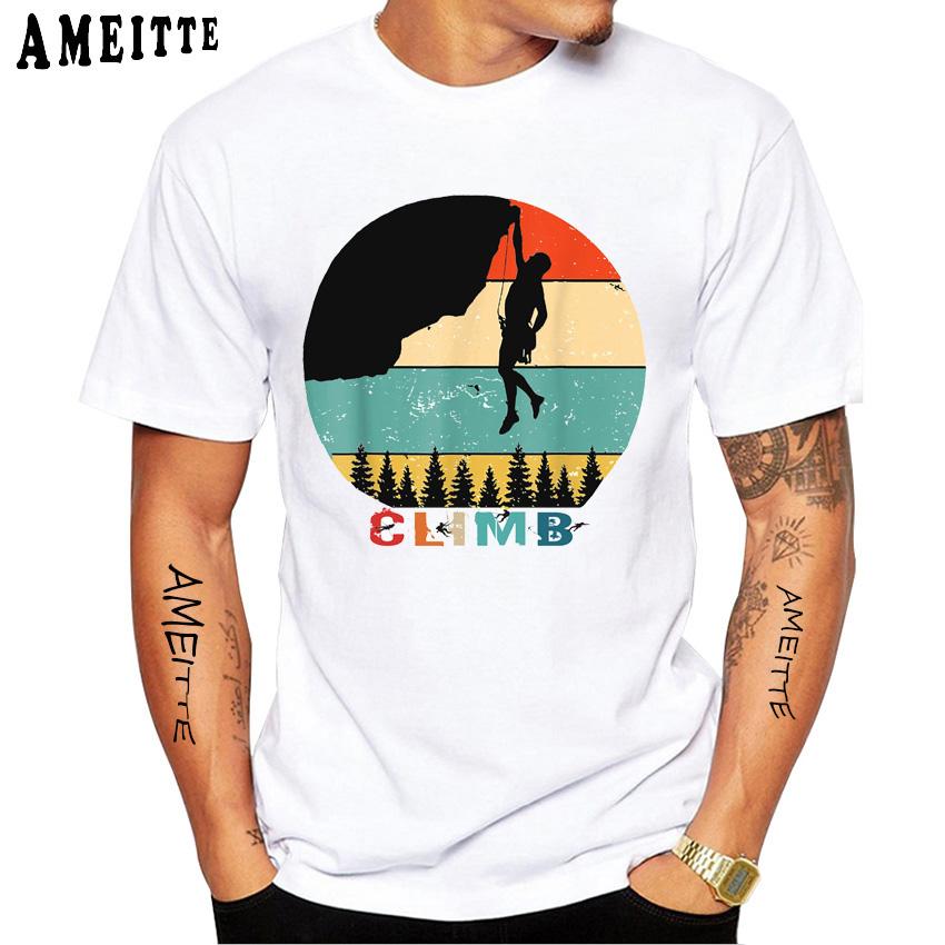 Футболка для мужчин Rock Climbing Climber Funny 3D Print Classic, новая мужская футболка с коротким рукавом, летняя спортивная белая повседневная футболка в стиле хип-хоп
