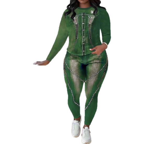 Женский комплект из двух предметов: топ с длинными рукавами, облегающие леггинсы и брюки, сексуальный спортивный костюм для вечеринок и клубов.