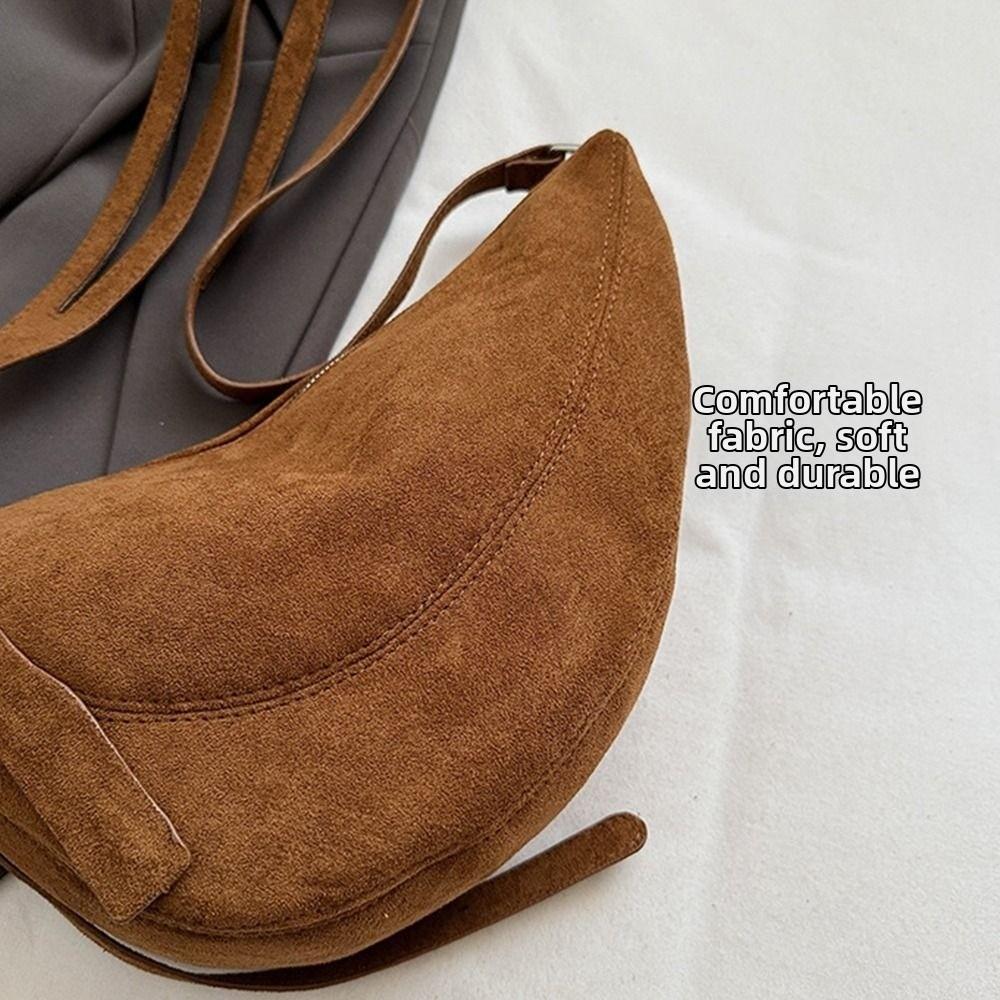 Simple Suede Leather Crossbody Bag Zipper Soft Shoulder Bag Commuting Bag Commuting