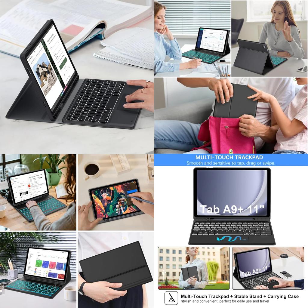 Чехол для Samsung Galaxy Tab A9 Plus A9+ 11 дюймов SM-X210/X216/X218 Планшета Чехол-клавиатура с подсветкой для Galaxy Tab A9 Plus A9+ Funda