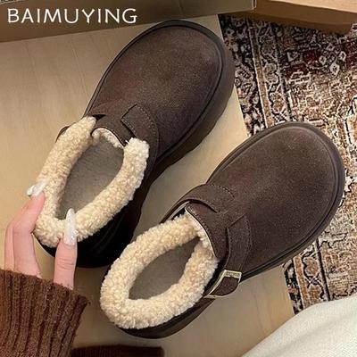 Ботильоны женские на меховой платформе, замшевые модные туфли на плоской подошве, женские, трендовые, зимние, новые, брендовые, теплые, удобные, повседневные, женские, зимние ботинки