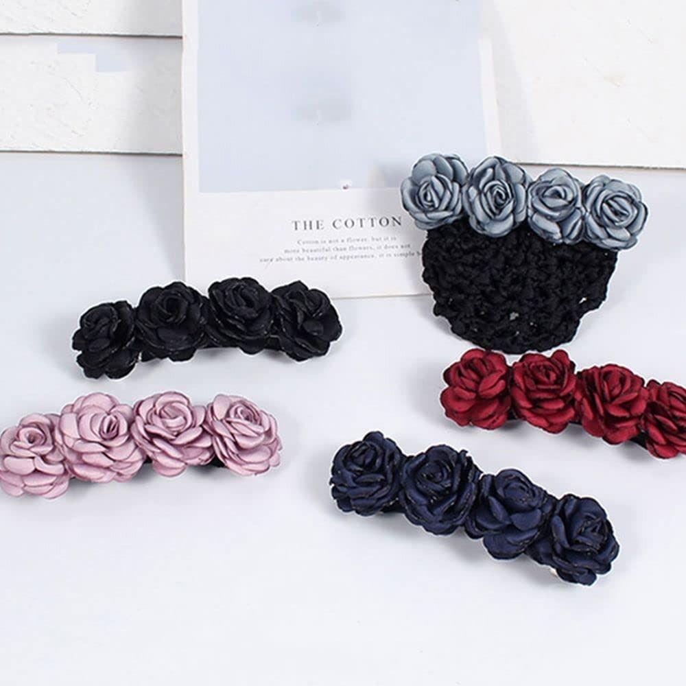 Hair Accessories Bow French Hair Clip Barrette Women Hair Bun Cover Net Snood Hairnet Flower