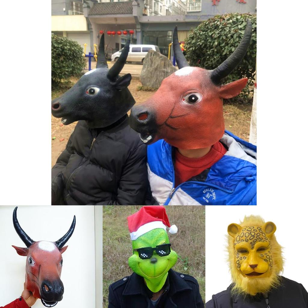 Забавные головные уборы животных для косплея на Хэллоуин, латексный материал, различные дизайны, идеально подходят для переодевания, забавный реквизит, персонажи)