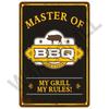 Vintage Tin Sign Dad`s BBQ Yard Outdoor Party Decoration BBQ Zone Metal Sign Plate Retro Barbecue Rules Slogan Decor Accessories