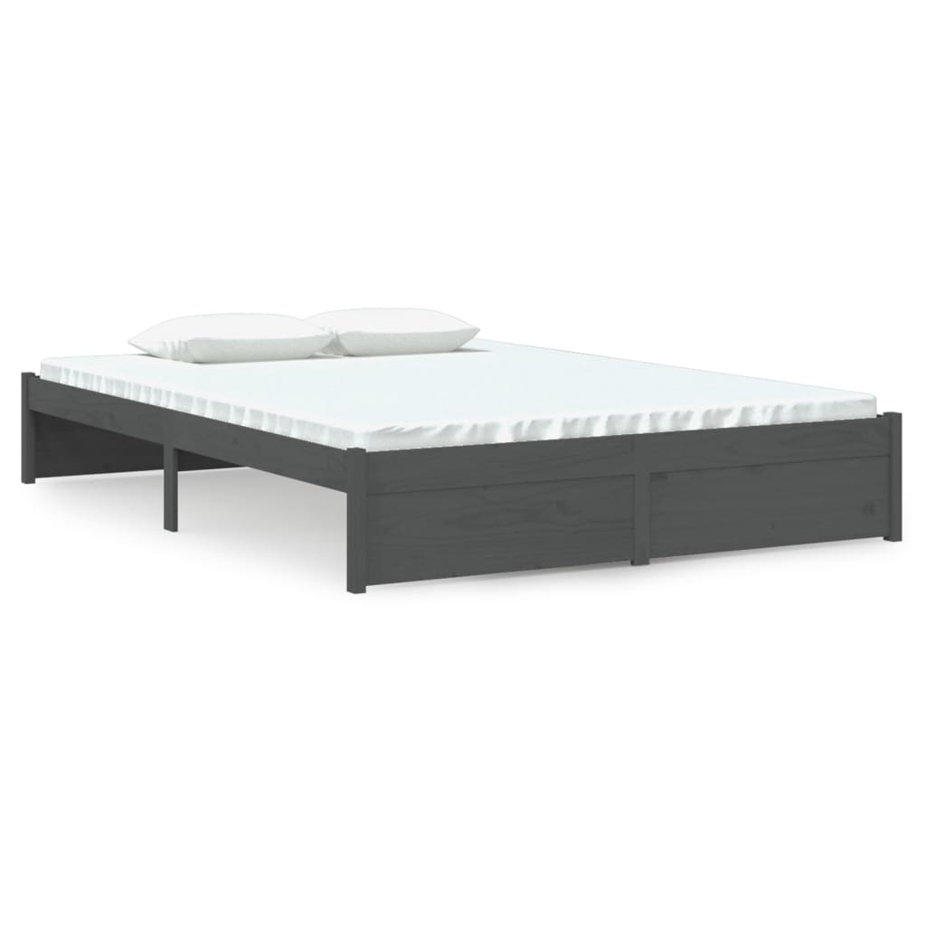 Solid Wood Bed Gray 140 x 200 cm