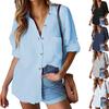 Женская весенне-осенняя новинка, повседневная свободная однотонная рубашка с карманом сверху для женщин