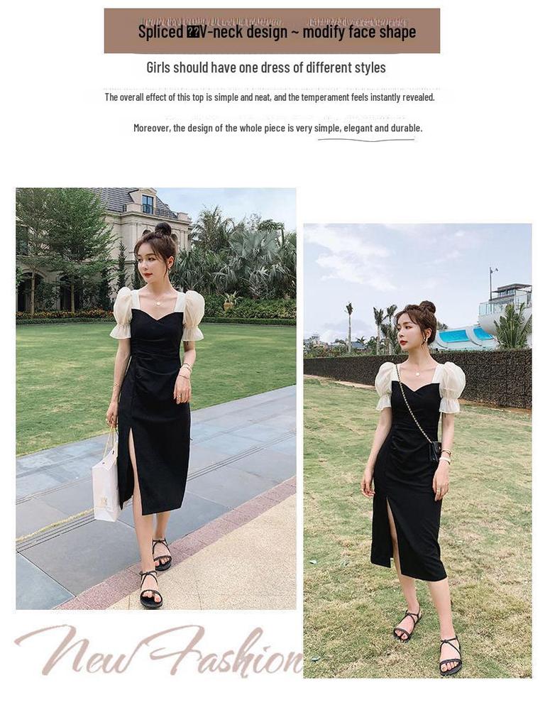 Женское летнее черное облегающее платье миди с короткими рукавами 2021 года