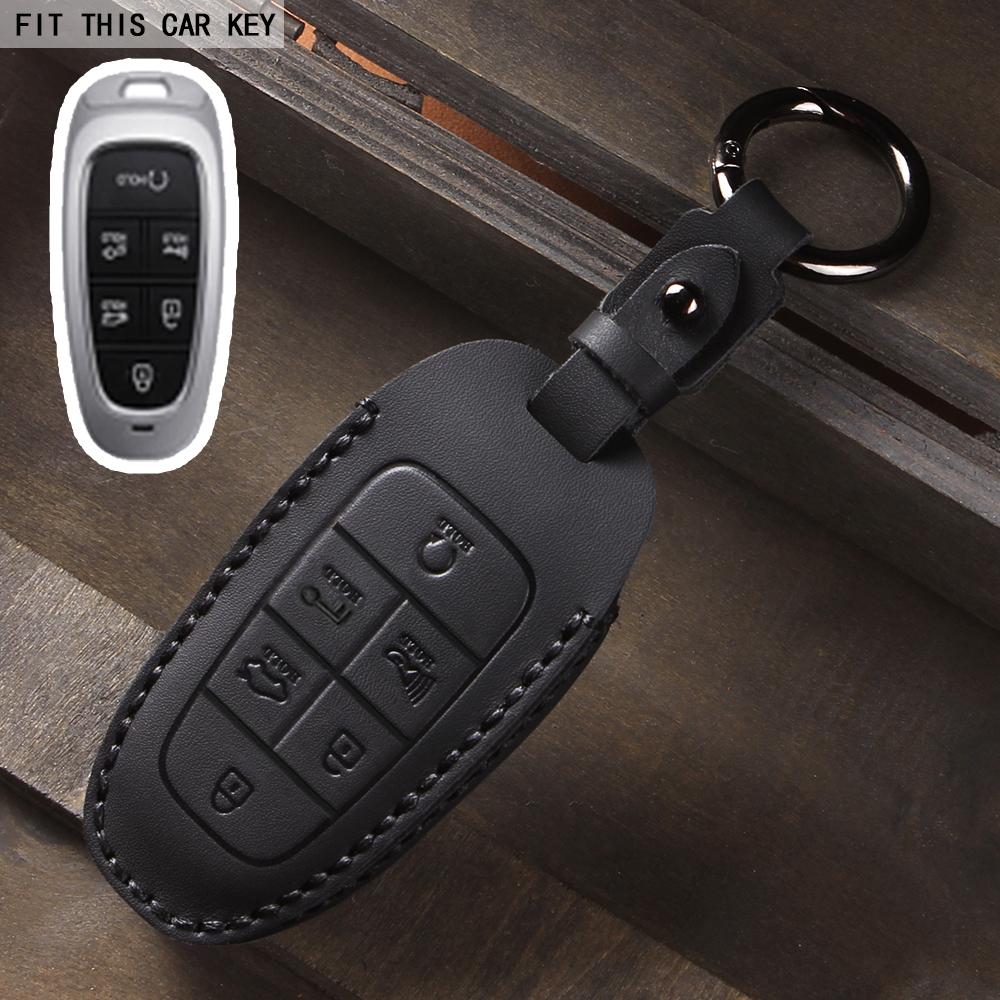 Leather Car Key Case Cover Fob for Hyundai Sonata Sel Ev 6 Ev 8 IONIQ 5 Nexo DN8 Fe Tucson Sonata Staria NX4 Ioniq