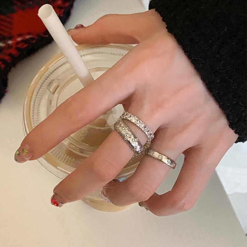 Медное Геометрическое Открытое Кольцо с Цирконами Женский Стильный Аксессуар для Офиса