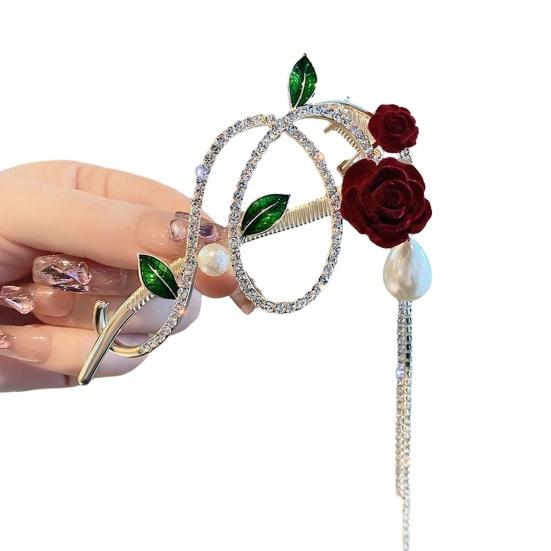 Заколка для волос с кисточками и стразами, искусственный жемчуг, сказочный рыбий хвост, цветок, дизайн бабочки, элегантная заколка для волос, женские аксессуары для волос