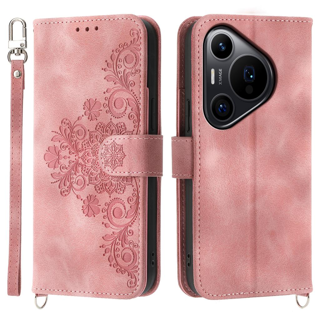 Чехол-кроссбоди с цветочным узором из ПУ кожи для Huawei Pura 70 Pro/Pura 70 Pro+