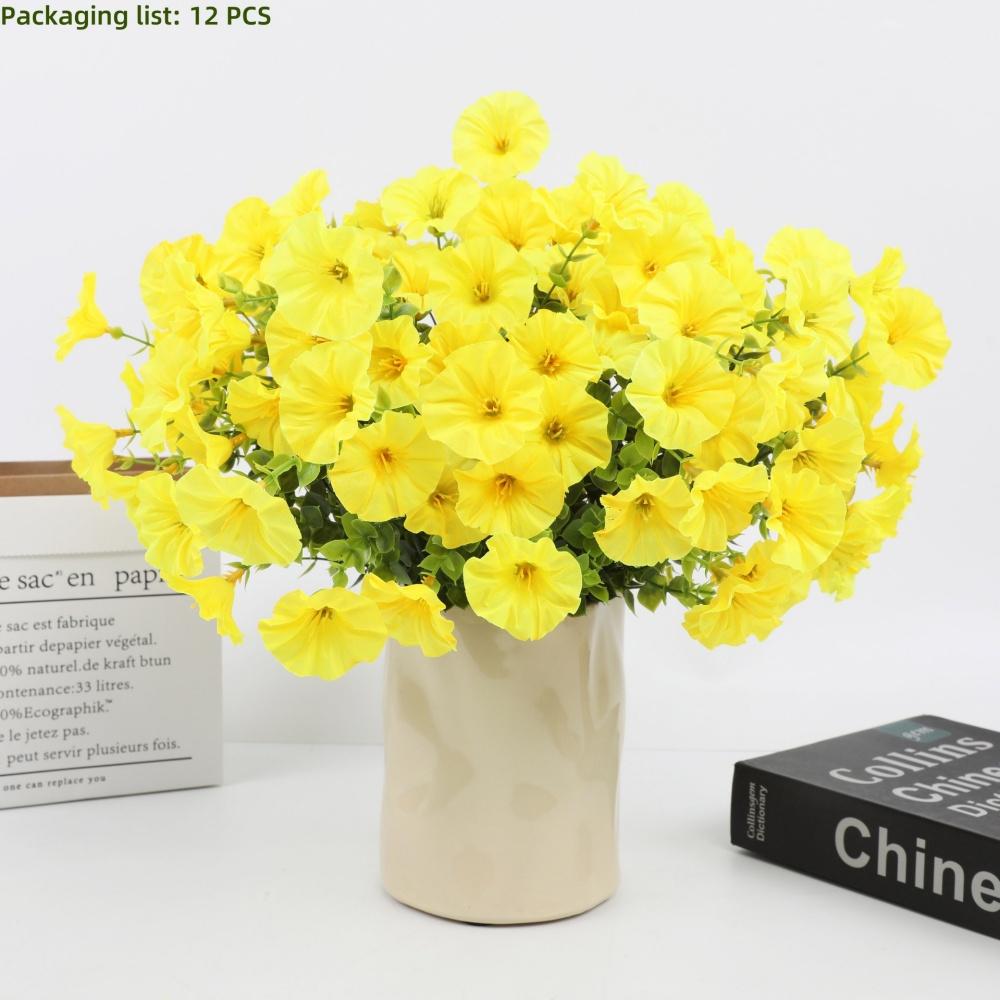 12 PCS Artificial Flowers Morning Glory-Outdoor Decor, Colorful Daisy Planter - Front Door, Porch, Patio, Window Box-Home Decor