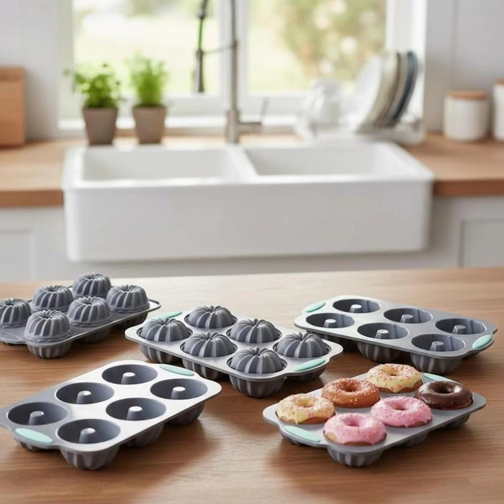 Reusable Baking Tray 6 Hole Muffin Cake Mould New Silicone Donut Mold  Ice Cube Making