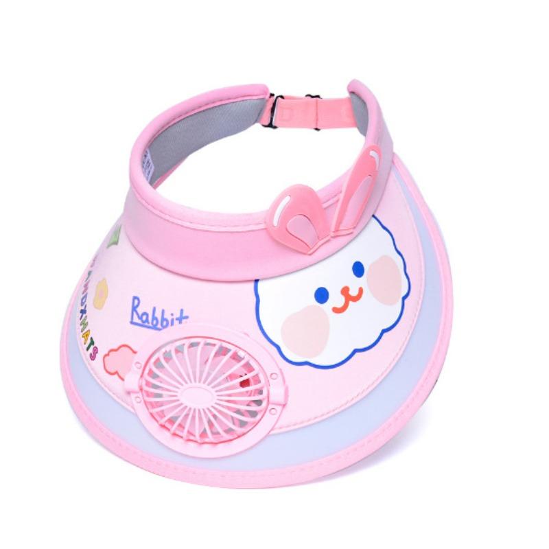 Летняя детская шляпа с вентилятором Солнцезащитная шляпа Мужская и женская Солнцезащитная шляпа Мультяшная Милая Защита от солнца Большая шляпа Шляпа с открытым верхом