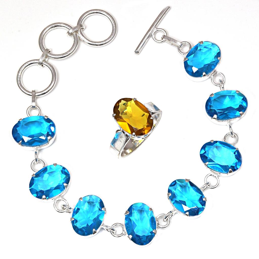 Mozambique Garnet Gemstone Women's Unisex Jewelry Bracelets & Rings 7-8''