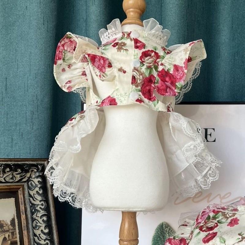 Pet Dog Dress Floral Lace Princess Gown Small Medium Large Dogs Cats Rabbits Universal Fit