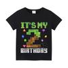 Miner Crafting Number T-shirt Pixels 1-9 Birthday Party Supplies Short Sleeve Tee Boys Girls Summer Clothing Simple Base Tshirt