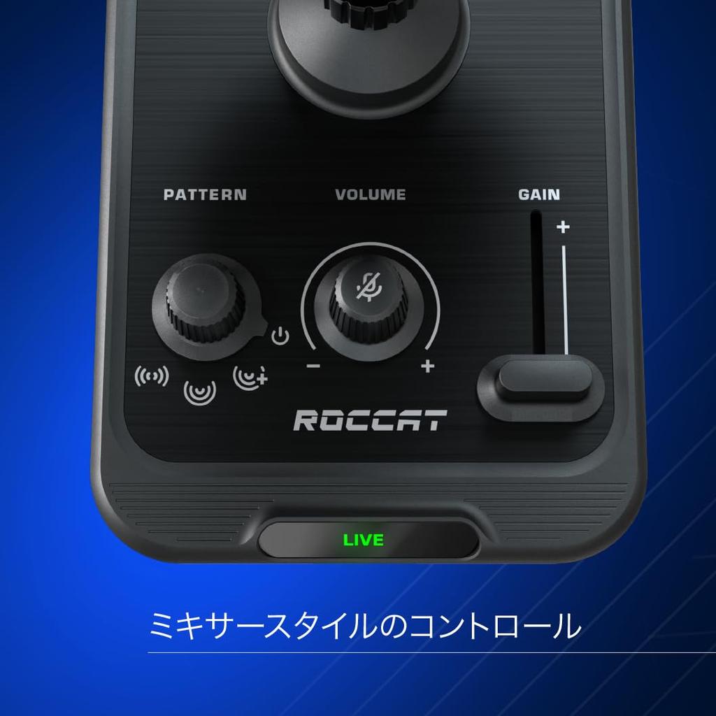 ROCCAT Condenser Microphone Torch USB Gaming Microphone PC Game Distribution RGB Pickup Pattern 3 Types Studio Grade Boom Arm Compatible Windows 7 or