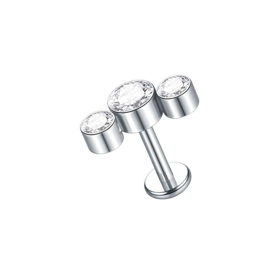 1 шт. Серьга-гвоздик из титана имплантатного качества с цирконием, с внутренней резьбой, Звезда, Лабрет, Пирсинг губы, Монро, Хеликс, Козелок, Пирсинг, Украшение
