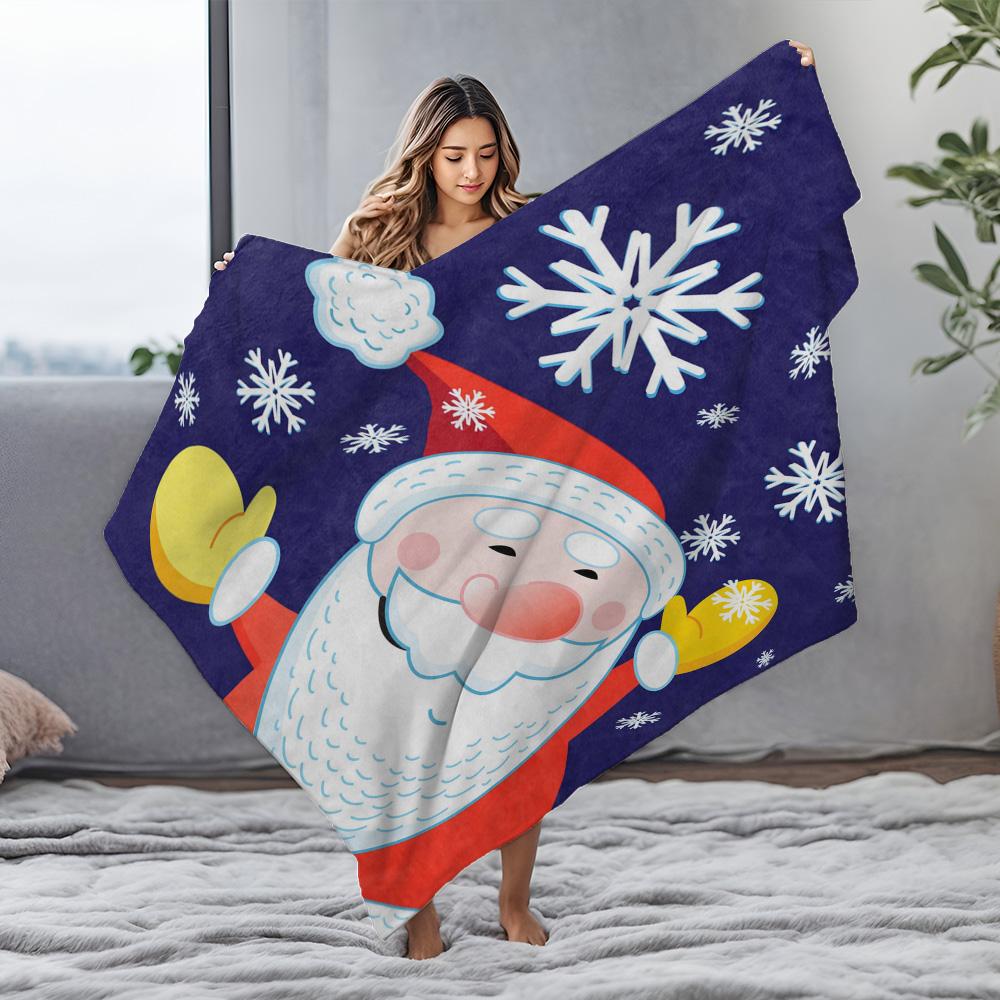 Soft Fluffy Throw Blanket Cozy Warm Bedspread Home Decor Gift Christmas Santa Claus Pattern Shaggy Plush Blanket