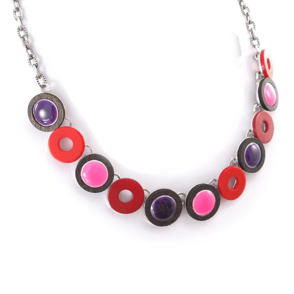 NOA [K0196] - Дизайнерское колье «Бора-Бора» розовое, фиолетово-красное.
