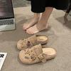 Thick-soled, Flip-top Half-slippers Spring Shoes One-foot Flat Flip-flops