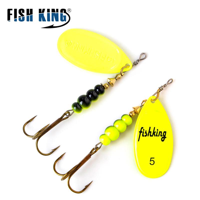 FISH KING Spinner Bait 3,9 г, 4,6 г, 7,4 г, 10,8 г, 15 г, приманки для ложки, металлические приманки для щуки с тройными крючками, искусственная приманка для окуня, рыболовная приманка
