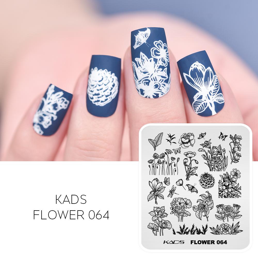kads Chinese Stamping Nail Stamp Plate Tree Peony Butterfly Design Nail Art Printing Gel Polish 7*8cm Image Templates Plate