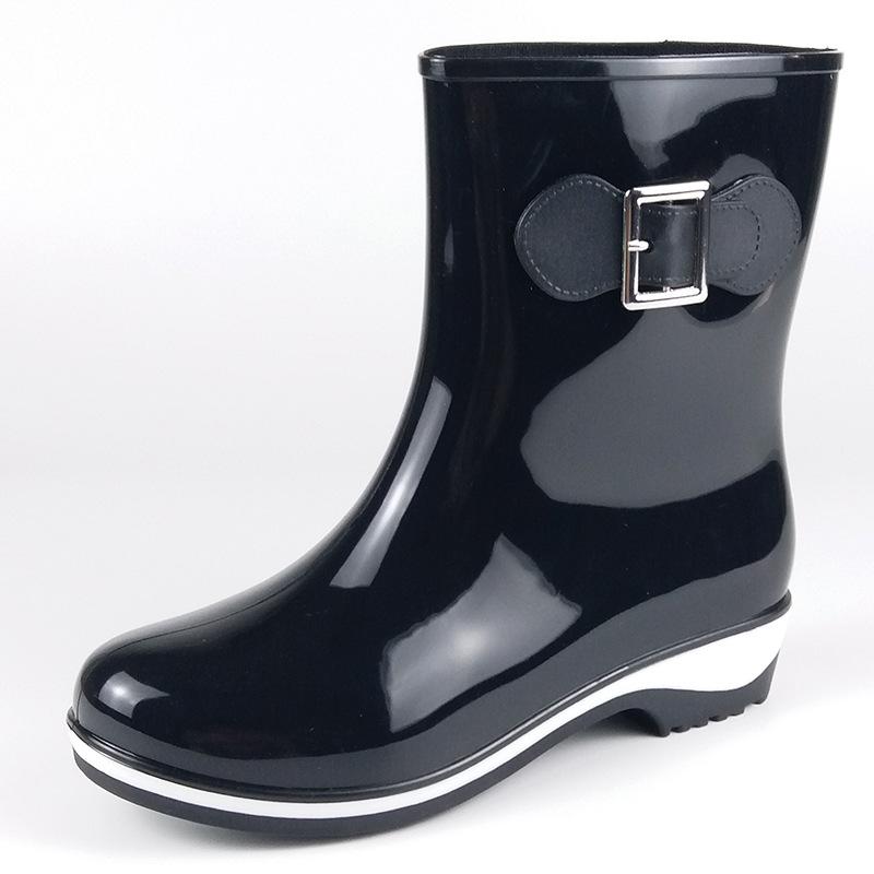 Модные зимние летние резиновые сапоги для женщин, нескользящие теплые сапоги, ботильоны на танкетке, платформе, резиновые сапоги 896